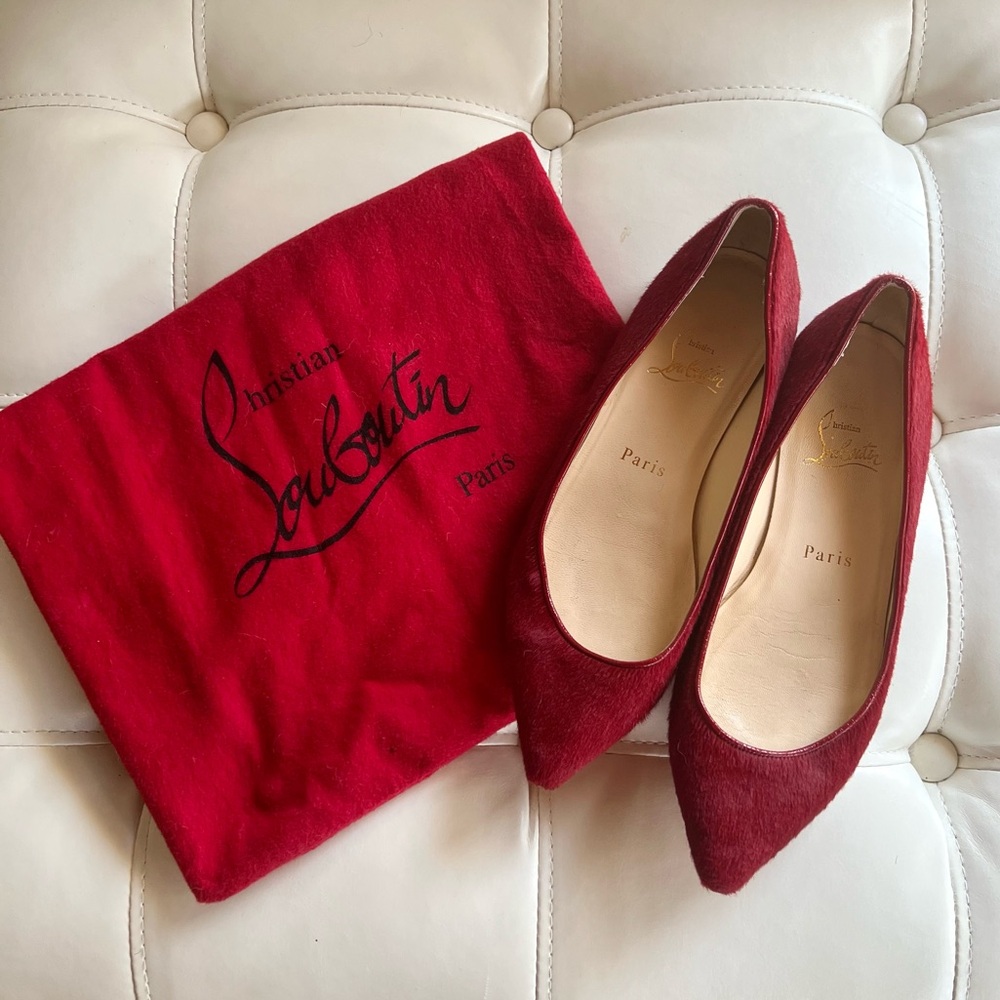 Christian Louboutin Ponyhair Pointed Flats